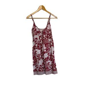 Aeropostal Womens Cotton Floral Sleeveless Dress Size S Neutral V-Neck Tropical